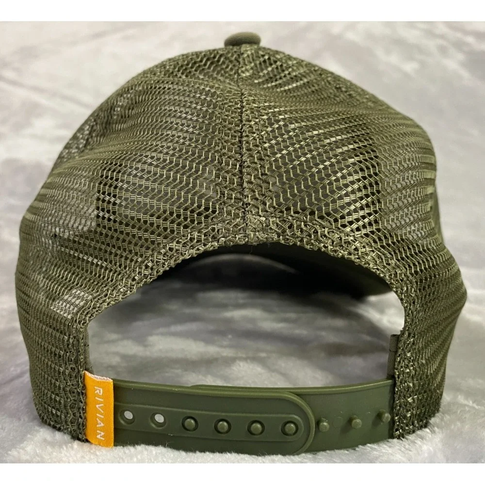 Rivian Automotive Compass Snapback Hat Men OSFA Olive Green Mesh Trucker Cap